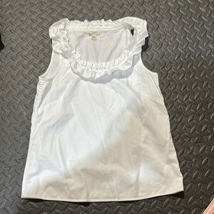 J. Crew Ivory Ruffled Cotton Blouse